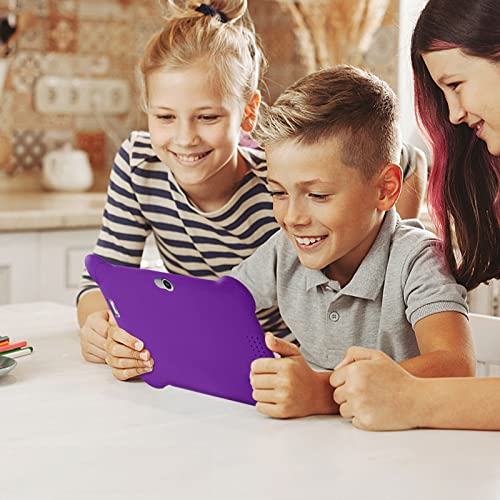 7-inch Children's Tablet Computer 1G RAM+8G ROM Quad Core Android Tablet WiFi, Bluetooth, Dual Camera, Games, Tablet with Silicone Case Early Educational Machine Christmas Gift (Purple)