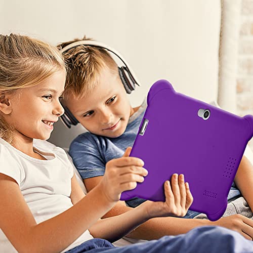 7-inch Children's Tablet Computer 1G RAM+8G ROM Quad Core Android Tablet WiFi, Bluetooth, Dual Camera, Games, Tablet with Silicone Case Early Educational Machine Christmas Gift (Purple)