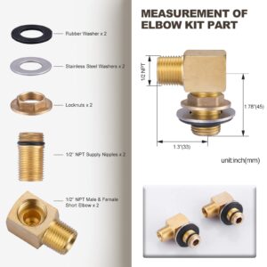 iVIGA 43" Commercial Kitchen Faucet Wall Mount with Pre-Rinse Sprayer & 2PCS Installation Kit Replacement 1/2" NPT, Back Splash Mount Set