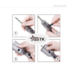 GSTK 10pcs Concrete Hole Saw Set （30mm 40mm 50mm 65mm）with SDS Plus Shank Connecting Rod and 5pcs Dust Catchers, Concrete Hole Saw Kit for Concrete|Cement|Brick Stone|Wall.