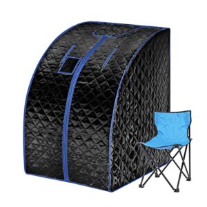 Simivol Infrared Sauna for Home, Portable Home Sauna Personal Sauna Tent, Infrared Home Spa One Person Sauna with Heating Foot Pad and Portable Chair(Black)