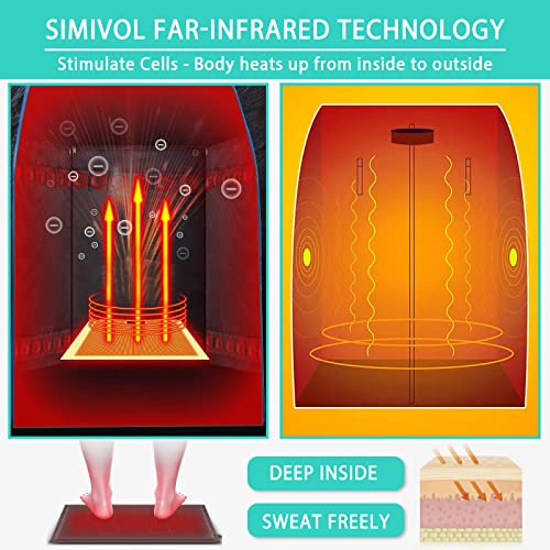 Simivol Infrared Sauna for Home, Portable Home Sauna Personal Sauna Tent, Infrared Home Spa One Person Sauna with Heating Foot Pad and Portable Chair(Black)