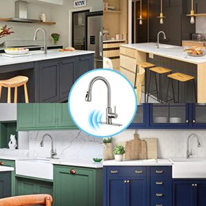 FGKQ Touchless Kitchen Faucet with Pull Down Sprayer, Brushed Nickel High Arc Single Handle Single Hole Commercial Kitchen Sink Faucet for Bar rv