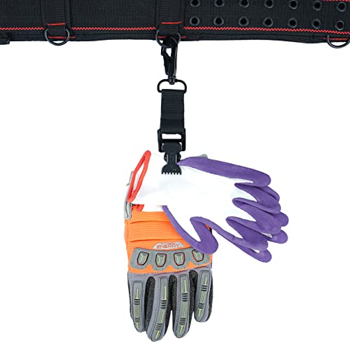 MELOTOUGH Firefighter Glove Strap Work Glove Holder Clip with 2 Alligator Clip Easy Hold All Your Glove,Reflective Hi-Vis Lime for Quick Access (Black)