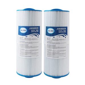 amibron 5ch-502 replaces marquis spa filter, compatible with ppm50sc-f2m,fc-0195, marqui spa 20041, 20042, 20091,370-0237 2" male thread/mpt 50 sq.ft.c-5303 model hot tub filter 2 pack