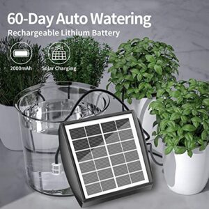 Solar Auto Drip Irrigation Kit System, Solar Powered Plants Watering System, Self Watering Devices Supported 15Pots with 6Timing Modes, Irrigation System for Indoor and Outdoor,Balcony Patio & Garden