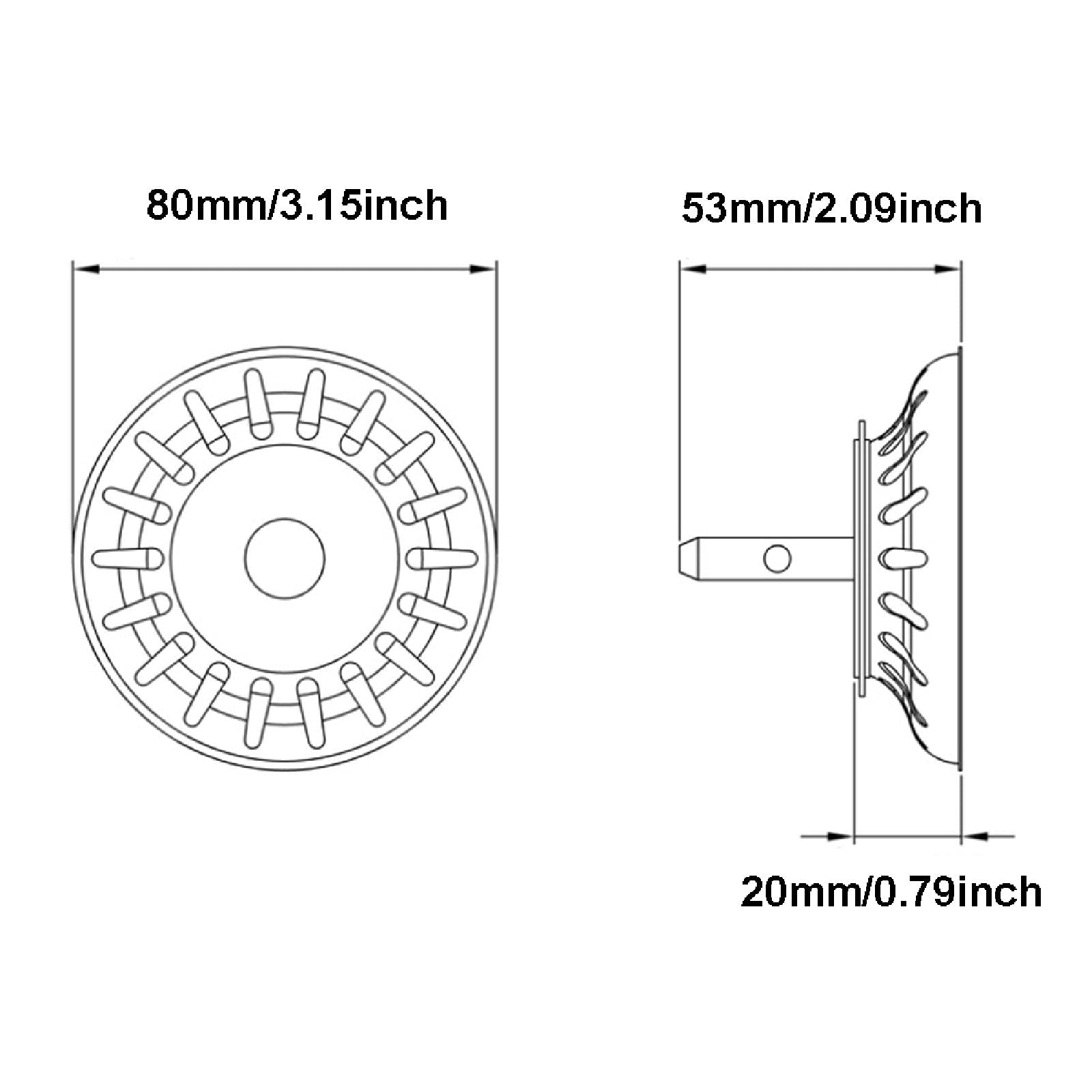 2 Pack Kitchen Sink Basket Strainer Replacement for Standard Drains Stainless Steel For Kitchen Public Facilities