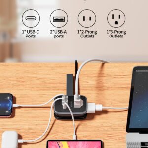 Travel Power Strip with USB C Port, NTONPOWER Small Power Strip with Flat Plug,Multi Plug Travel Extension Cord Portable Power Strip with 2 Outlets 3 USB (1 USB C), for Cruise Travel Home Essentials