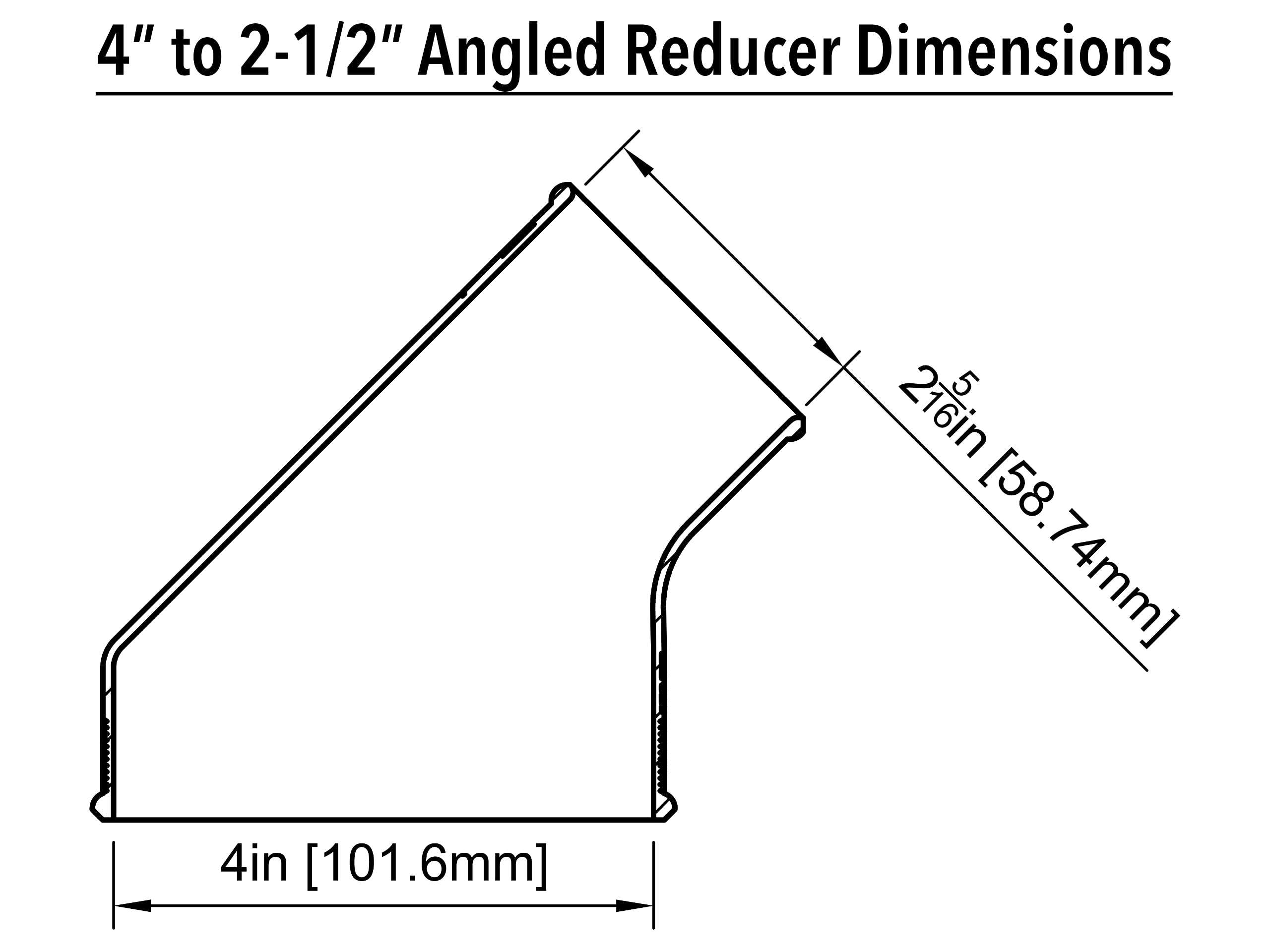 Angled Reducer 4” to 2-1/2”, Connect Shop Vac to Dust Collection Port (4in to 2.5in), Adapter Converter, 45-Degree Elbow, Attach Woodworking Dust Chute to Vacuum Hose, R4520 R4512 (4" to 2-1/2")