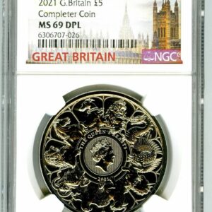 2021 GB 5PND GREAT BRITAIN QEII QUEEN'S BEASTS COMPLETER COIN FIRST RELEASES 5PD NGC MS69 DPL