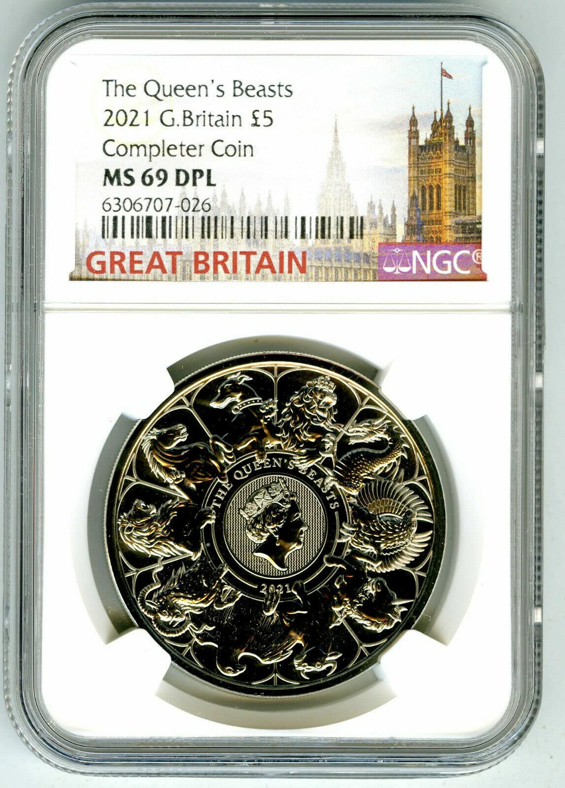 2021 GB 5PND GREAT BRITAIN QEII QUEEN'S BEASTS COMPLETER COIN FIRST RELEASES 5PD NGC MS69 DPL