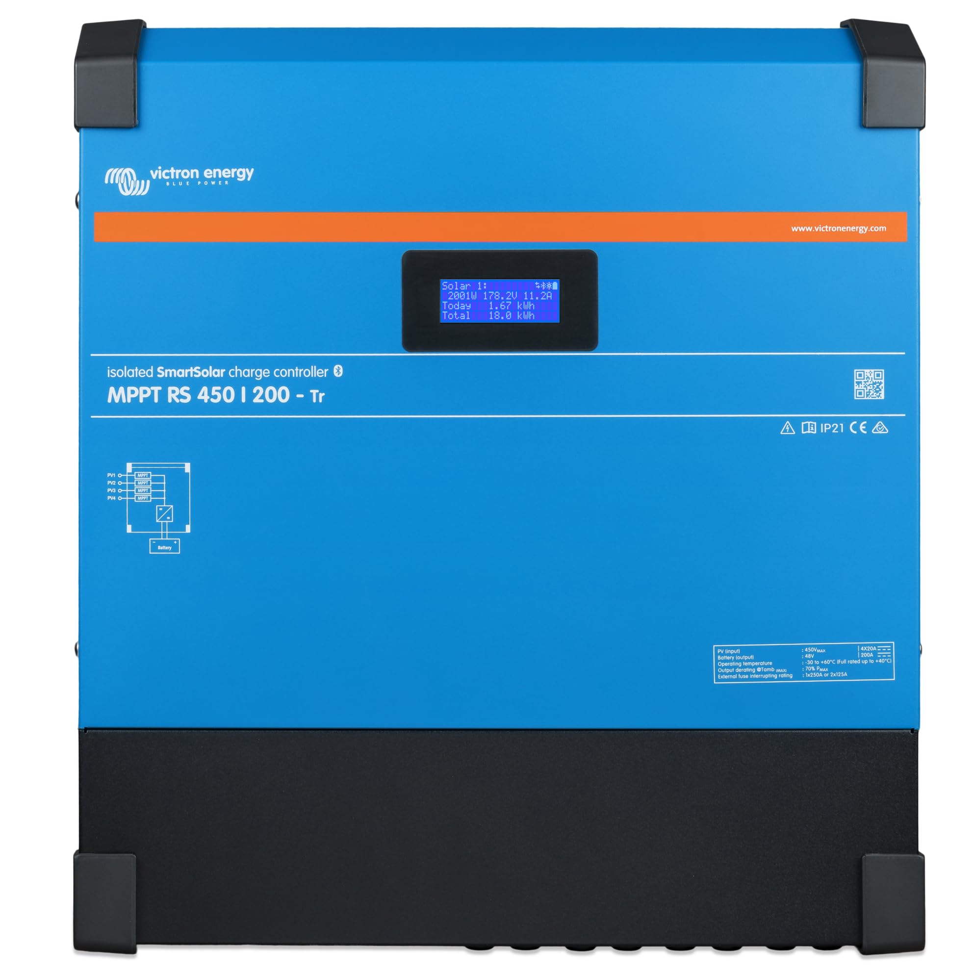 Victron Energy SmartSolar MPPT RS 450V DC 200 amp 48-Volt Tr Solar Charge Controller (Bluetooth)