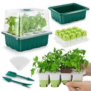 seed starter tray, 24 cells indoor seed starter kit, flexible silicone designed seedling starter trays, germination tray with humidity dome & lids(4in height), reusable & dishwasher safe, bpa-free