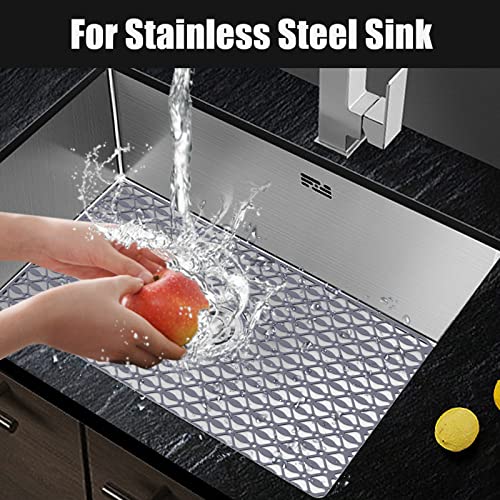 JUSTOGO Sink Protectors for Kitchen Sink, Center Drain Kitchen Sink Protector Grid Accessory 28.3''x 15.6'', Folding Sink Mats Grates for Bottom of Farmhouse Stainless Steel Porcelain Sink (1 PCS)