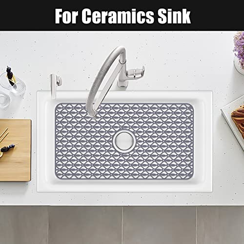 JUSTOGO Sink Protectors for Kitchen Sink, Center Drain Kitchen Sink Protector Grid Accessory 28.3''x 15.6'', Folding Sink Mats Grates for Bottom of Farmhouse Stainless Steel Porcelain Sink (1 PCS)