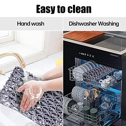 JUSTOGO Sink Protectors for Kitchen Sink, Center Drain Kitchen Sink Protector Grid Accessory 28.3''x 15.6'', Folding Sink Mats Grates for Bottom of Farmhouse Stainless Steel Porcelain Sink (1 PCS)