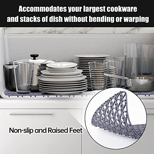 JUSTOGO Sink Protectors for Kitchen Sink, Center Drain Kitchen Sink Protector Grid Accessory 28.3''x 15.6'', Folding Sink Mats Grates for Bottom of Farmhouse Stainless Steel Porcelain Sink (1 PCS)