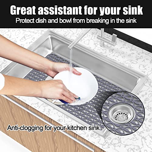 JUSTOGO Sink Protectors for Kitchen Sink, Center Drain Kitchen Sink Protector Grid Accessory 28.3''x 15.6'', Folding Sink Mats Grates for Bottom of Farmhouse Stainless Steel Porcelain Sink (1 PCS)