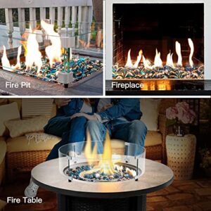 Apromise Fire Glass for Fire Pit - 1 inch Fire Pit Glass Diamond | High Luster Firepit Glass Rock | Upgrade Fire Glass for Propane Fire Pit and Gas Fireplace | 20lbs | Caribbean Blue Luster