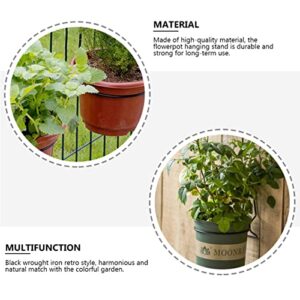 Happyyami 6 pcs Rings Railing Heavy Duty Hook Planter/Hanging Pots Wall Bonsai Decor Indoor Mounted for Home The Black Planters Over Outdoor Baskets Decoration Plants Balcony Fence Basket
