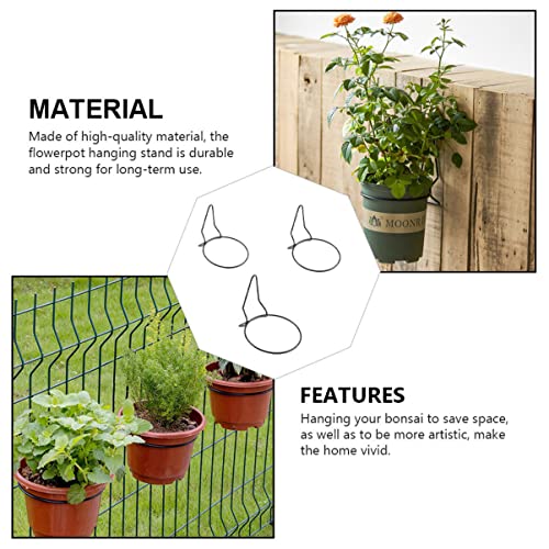Happyyami 6 pcs Rings Railing Heavy Duty Hook Planter/Hanging Pots Wall Bonsai Decor Indoor Mounted for Home The Black Planters Over Outdoor Baskets Decoration Plants Balcony Fence Basket