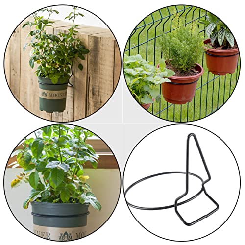 Happyyami 6 pcs Rings Railing Heavy Duty Hook Planter/Hanging Pots Wall Bonsai Decor Indoor Mounted for Home The Black Planters Over Outdoor Baskets Decoration Plants Balcony Fence Basket