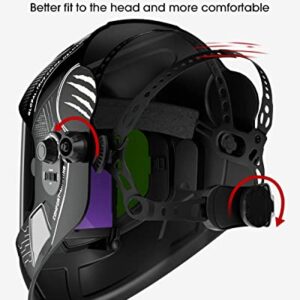 ANDELI Welding Helmet,Panoramic 180° Large Viewing True Color Solar Powered Auto Darkening Welding Helmet with Side View 4 Arc Sensor Wide Shade 4/5-8/9-13 Welder Mask for TIG MIG ARC Grinding Plasma