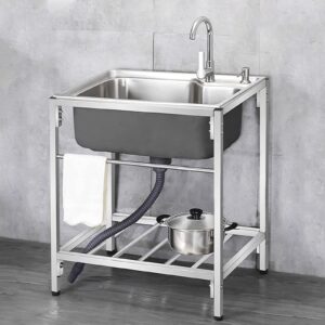 kitchen sink for washing single bowl 304 stainless steel utility sinks freestanding outdoor camping dish washing station with console & stand for indoor garage kitchen laundry room ( size : 70*46*75cm