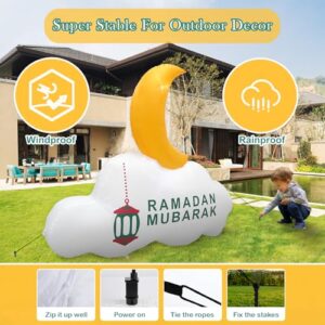 Dawdix 5FT Ramadan Inflatable Decorations, Eid Mubarak Inflatable Crescent Moon Decoration, Blow Up Ramadan Mubarak Yard Decor with LED Lights for Muslim Holiday Party, Garden