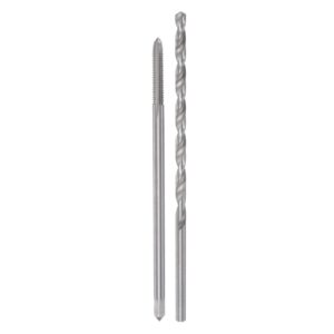 uxcell tap & bit sets, m4 x 0.7 h2 straight flute machine thread milling tap 100mm extra long, 4mm high speed steel (hss) twist drill bit