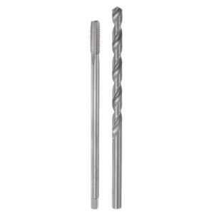 uxcell tap & bit sets, m8 x 1.25 h2 straight flute machine thread milling tap 150mm extra long, 8mm high speed steel (hss) twist drill bit
