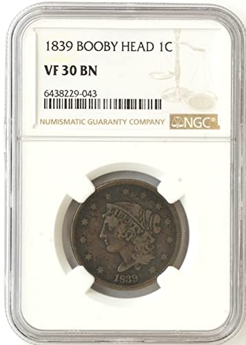 1839 P Young Matron Booby Head Large Cent 1C NGC VF 30 BN