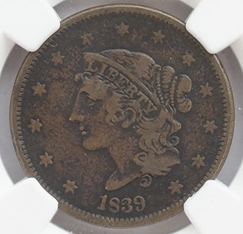 1839 P Young Matron Booby Head Large Cent 1C NGC VF 30 BN