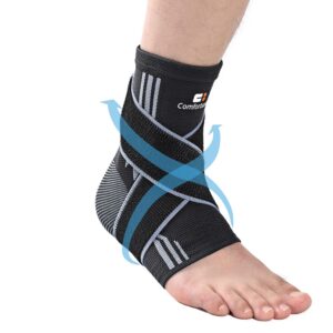 comforband ankle compression support with adjustable strap, copper infused – breathable sports recovery ankle sleeve brace for running walking hiking basketball exercise etc. relief for plantar fasciitis, sprained, strained or swollen ankle, arthritis, ac