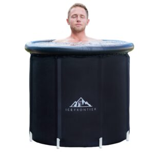 portable ice bath tub for athletes/recovery by ice frontier - premium cold plunge tub outdoor use - portable bathtub adult sized cold plunge pool