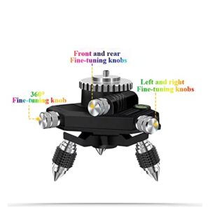 YDfliegeners Laser Level Adapter, 360° Fine Tuning Holder Pivoting Base Tripod Adapter for 1/4 inch Laser Levels,1/4’’ Threaded Mount and Horizontal Bubble, Fine Turning Pivoting Base