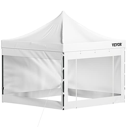 VEVOR 10x10 Pop Up Canopy Tent, Outdoor Canopy with Removable Sidewalls and Wheeled Bag, Instant Portable Shelter, UV-Resistant Waterproof Gazebo Patio Tents for Parties, Camping, Commercial, White