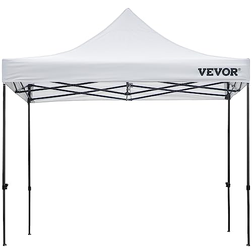 VEVOR 10x10 Pop Up Canopy Tent, Outdoor Canopy with Removable Sidewalls and Wheeled Bag, Instant Portable Shelter, UV-Resistant Waterproof Gazebo Patio Tents for Parties, Camping, Commercial, White