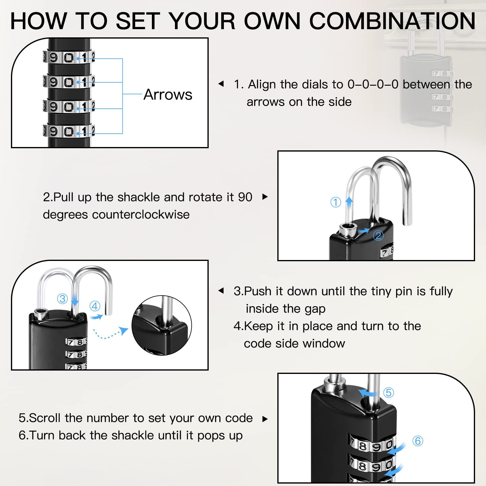 40 Pieces 4 Digit Combination Locks Combination Padlock Luggage Number Locks Outdoor Waterproof Resettable Padlock for Traveling School Gym Door Locker Suitcases Employee Hasp Storage