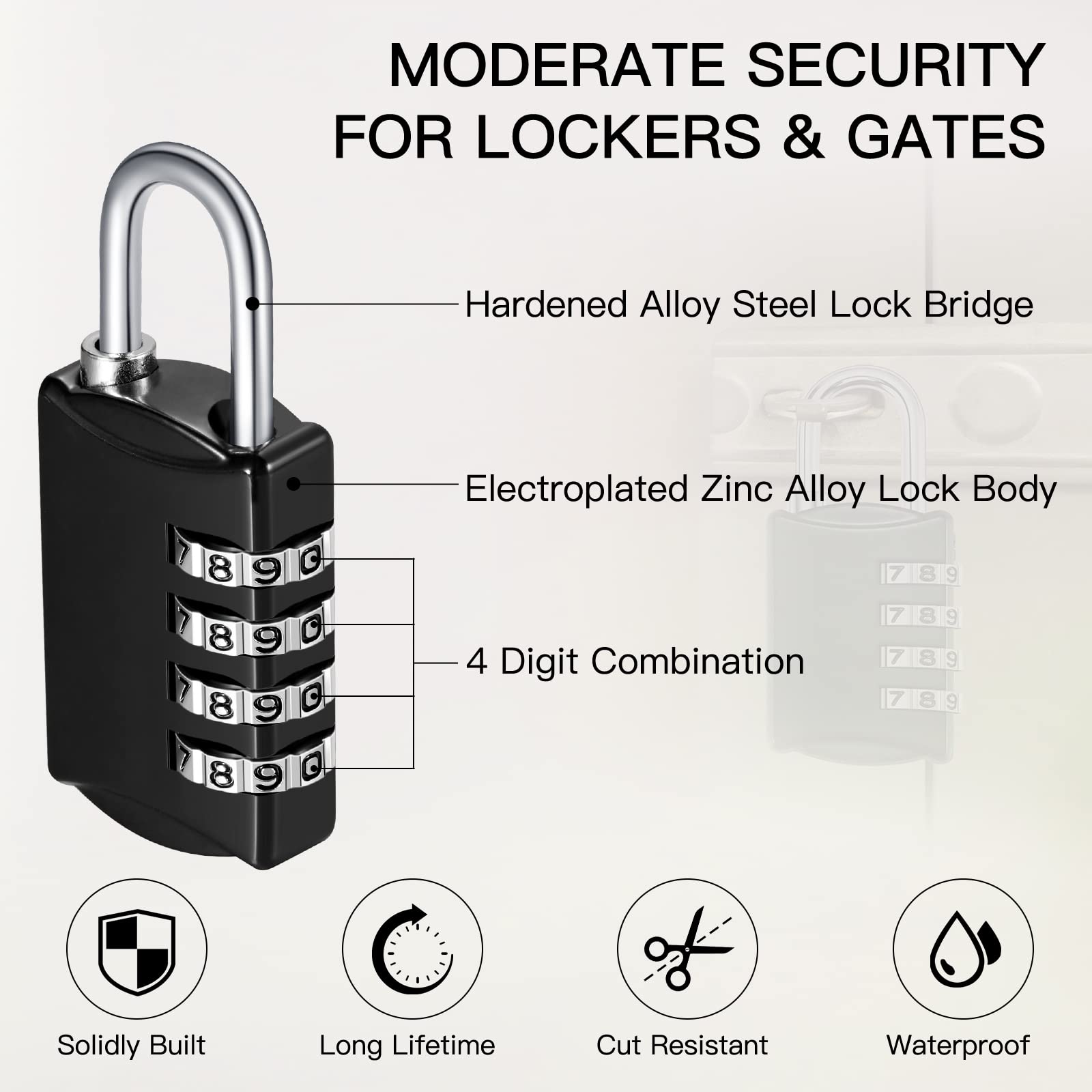 40 Pieces 4 Digit Combination Locks Combination Padlock Luggage Number Locks Outdoor Waterproof Resettable Padlock for Traveling School Gym Door Locker Suitcases Employee Hasp Storage