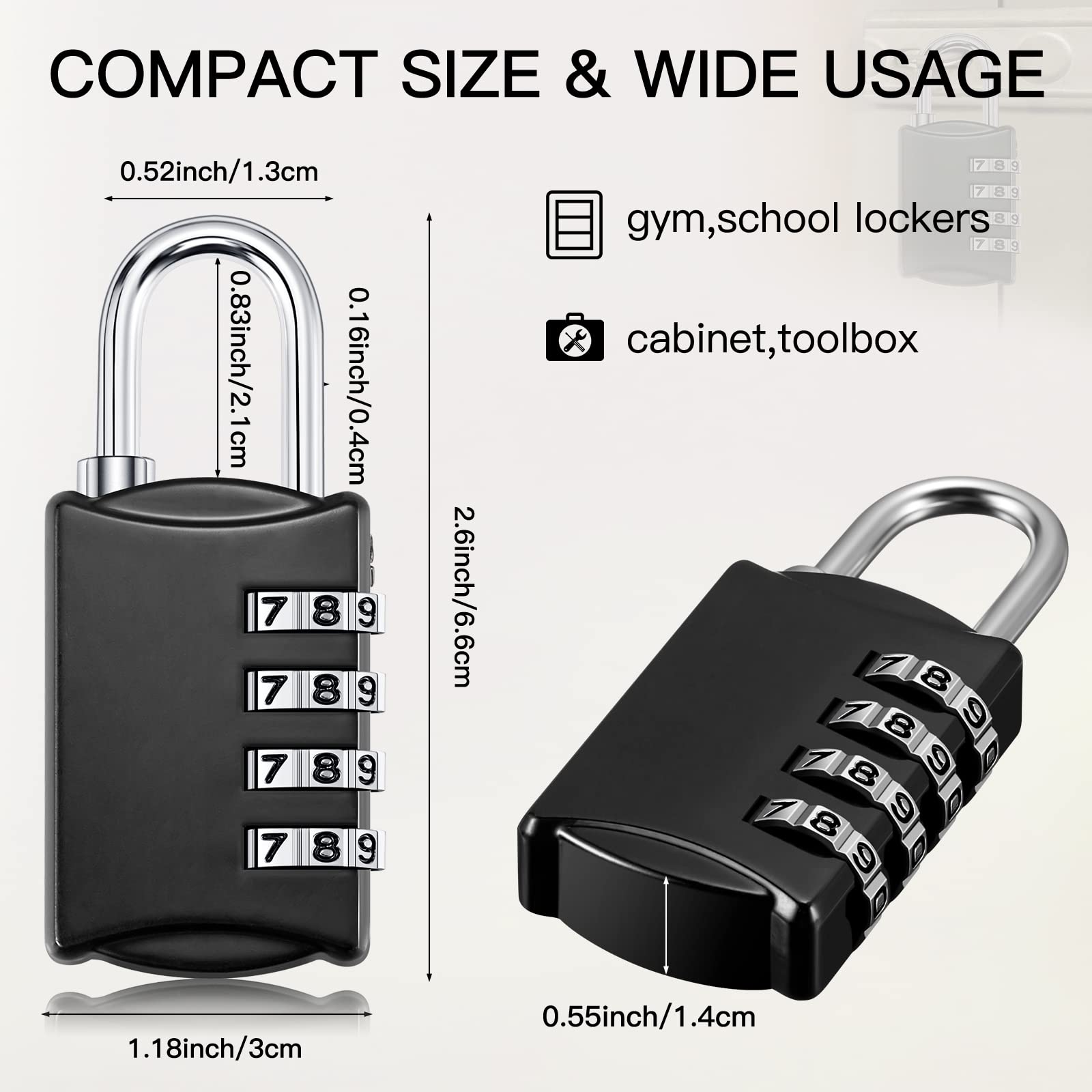 40 Pieces 4 Digit Combination Locks Combination Padlock Luggage Number Locks Outdoor Waterproof Resettable Padlock for Traveling School Gym Door Locker Suitcases Employee Hasp Storage