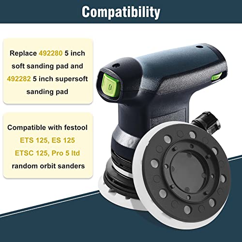 Durable 492280 ETS 125 Eq Jetstream Sanding Pad 125mm (5 in), Hard, 8 Holes fit for festool ETS 125, ES 125, ETSC 125, Pro 5 ltd Random Orbit Sanders Include a 5" Protection Pad 3-Year Warranty