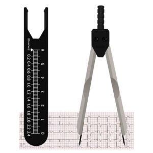 blmhtwo ekg calipers, ecg calipers caliper for nurses measuring tool with ruler and help read ecgs stainless steel black reliable useful ekg caliper for paramedic school cardiology electrocardiogram