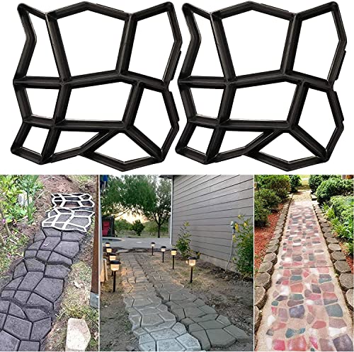 Concrete Molds and Forms, 2 Pack Plus Size 16.9x16.9x1.57inch Reusable DIY Stepping Stone Cement Paver Walkways Mold Walk Maker for Patio, Lawn & Garden