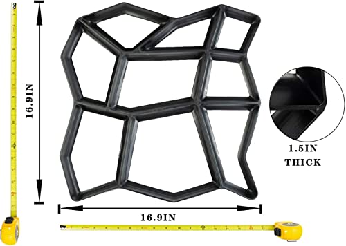 Concrete Molds and Forms, 2 Pack Plus Size 16.9x16.9x1.57inch Reusable DIY Stepping Stone Cement Paver Walkways Mold Walk Maker for Patio, Lawn & Garden