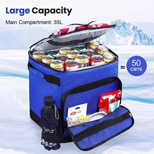Rolling Cooler with Wheels and Handle - SAKKCA 50-Can Leakproof Collapsible Large Soft Rolling Cooler Bag Insulated with Removable Liner for Beach Camping Patio Road Trip Outdoor Activities