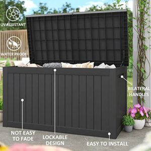 Greesum 230 Gallon Resin Deck Box Large Outdoor Storage for Patio Furniture, Garden Tools, Pool Supplies, Weatherproof and UV Resistant, Lockable, Black