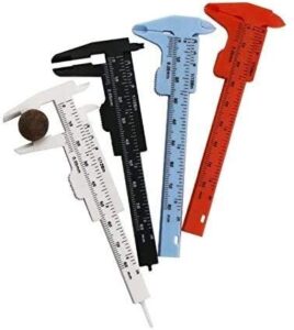 4pcs 0-80mm double rule scale plastic vernier caliper measuring student mini tool ruler（white/blue/black/red）
