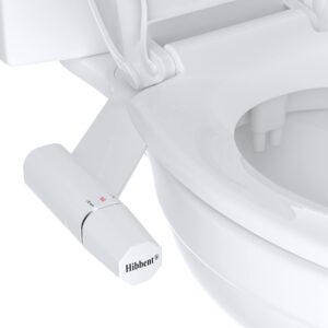 hibbent ultra-slim bidet attachment for toilet, non-electric dual nozzle (frontal & rear wash) hygienic bidet toilet, adjustable water pressure with fresh water bidet toilet attachment, white