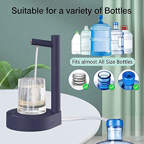 Primst Desktop Electric Water Bottle Dispenser, Portable Drinking Water Pump for 5 Gallon, USB Charging Automatic Water Dispenser Water Jug Pump for Home, Office, Outdoor (Navy)